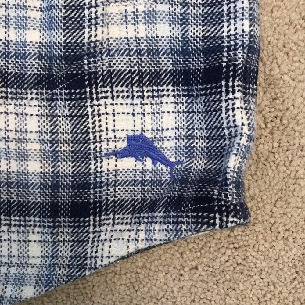 Tommy Bahama Heavyweight Flannel Shirt Mens Size XXL Plaid Blue White Cotton - Picture 10 of 14